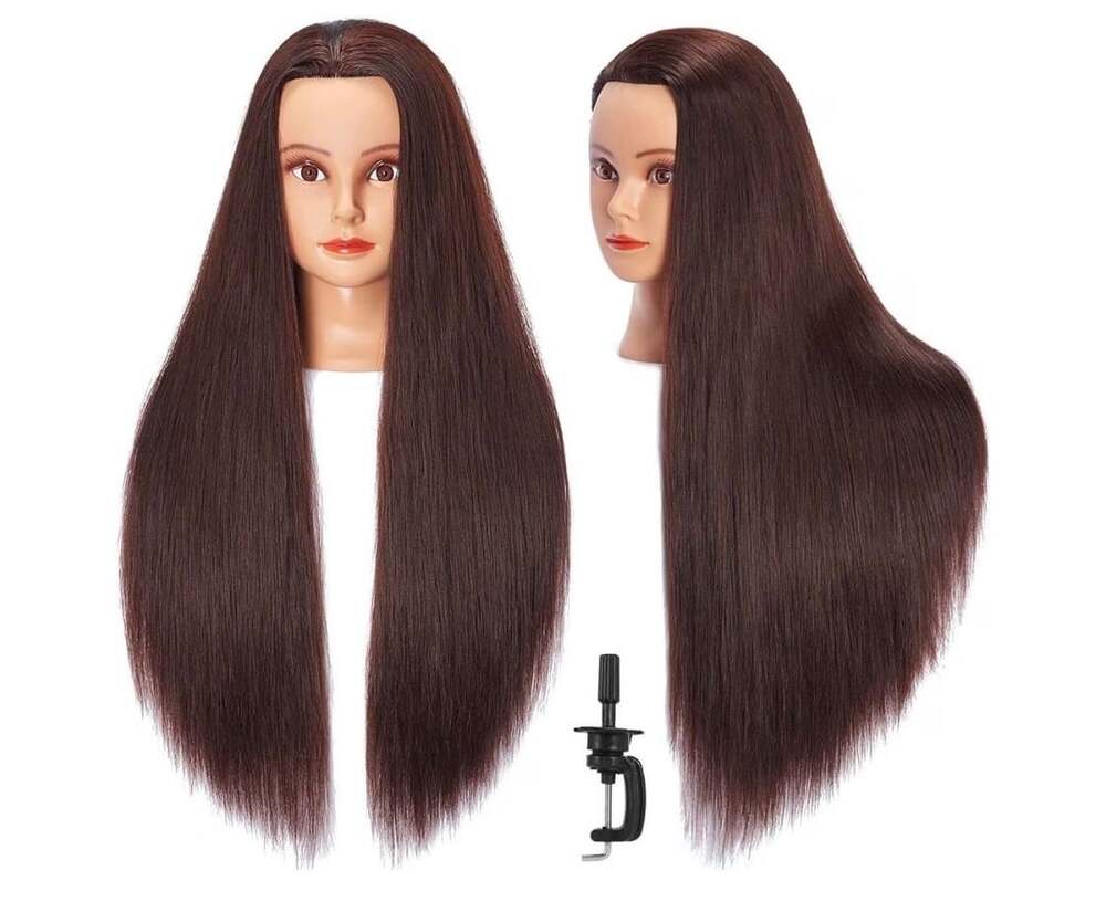 Hair Mannequin Head Training Doll Brown Hair